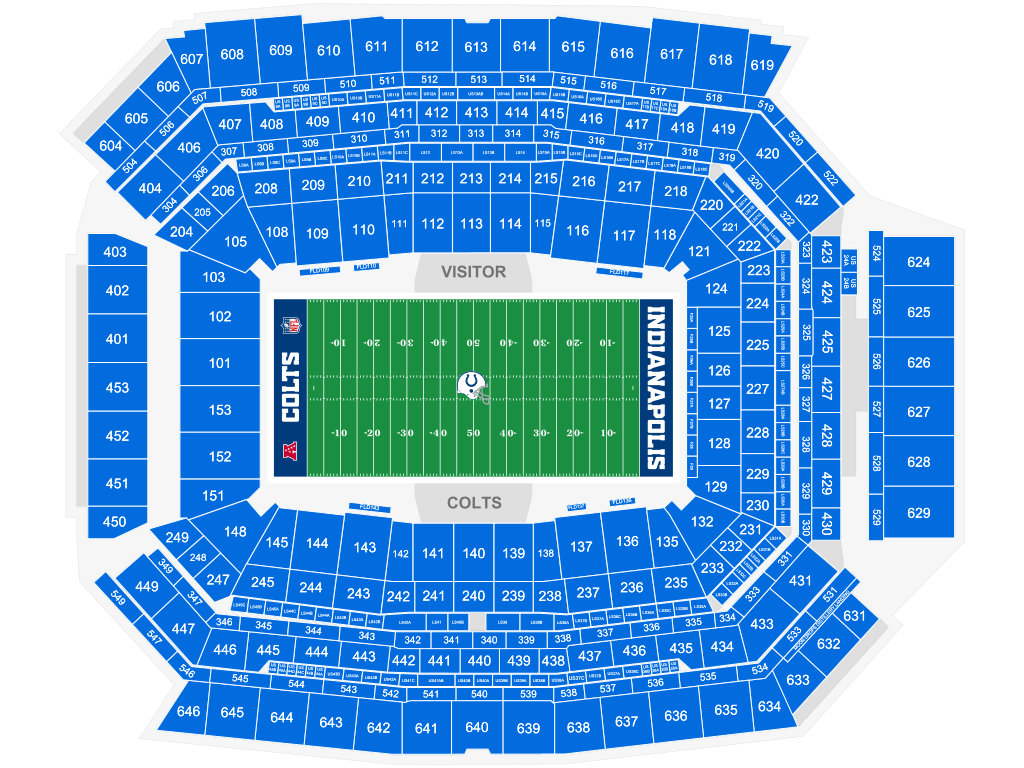 Venue seating chart for Indianapolis Colts for reference only