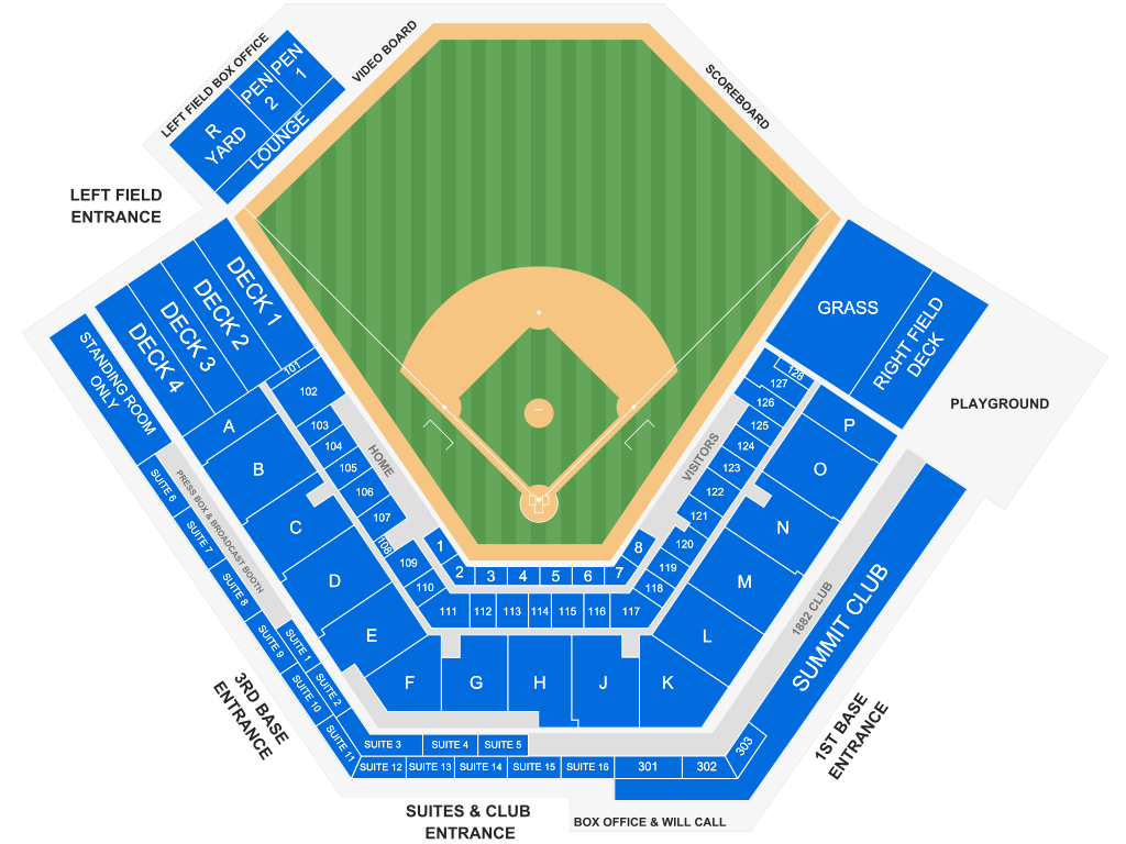 Venue seating chart for Tacoma Rainiers for reference only