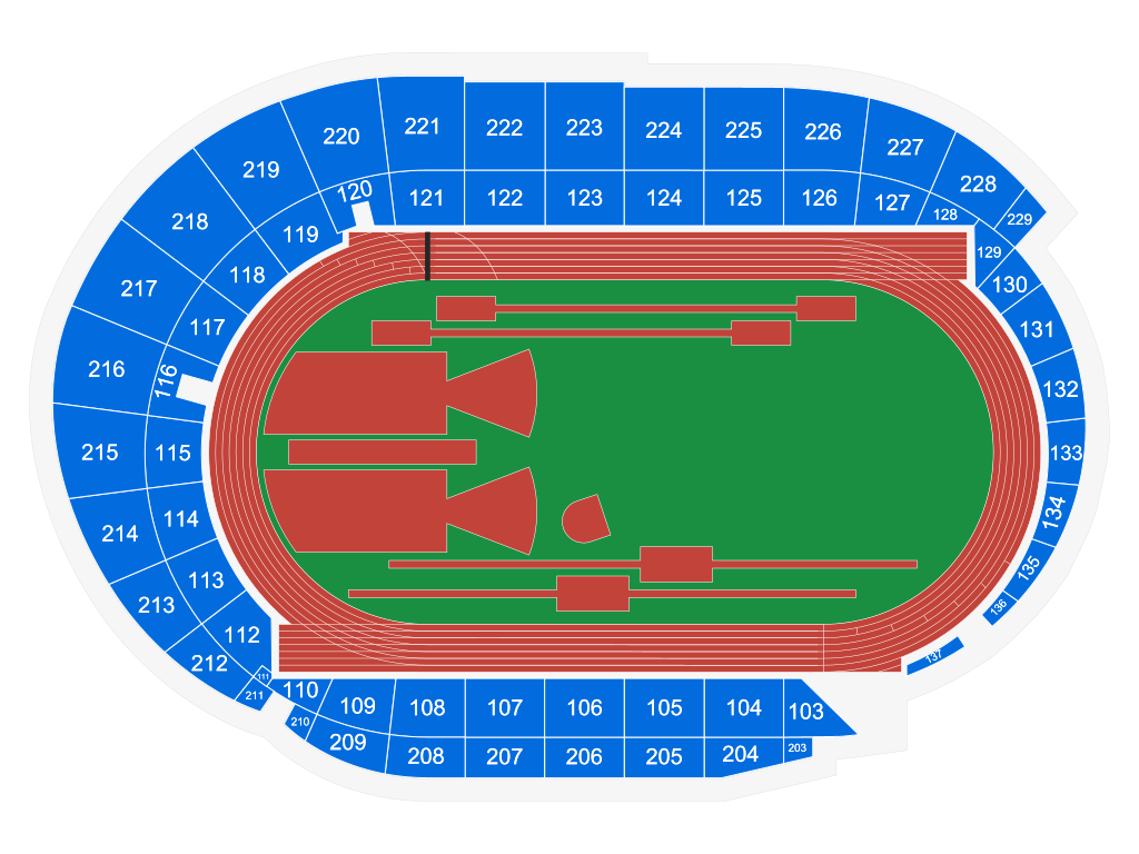 Venue seating chart for NCAA Division I Outdoor Track & Field Championships for reference only