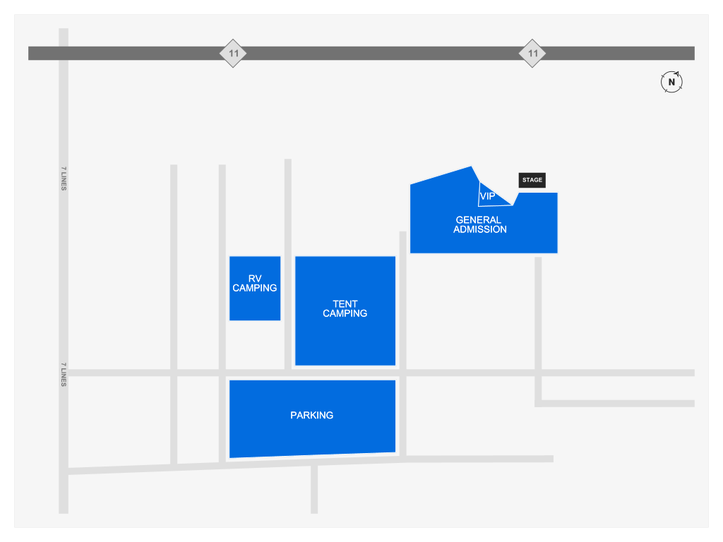 Venue seating chart for All Your Friends Fest for reference only