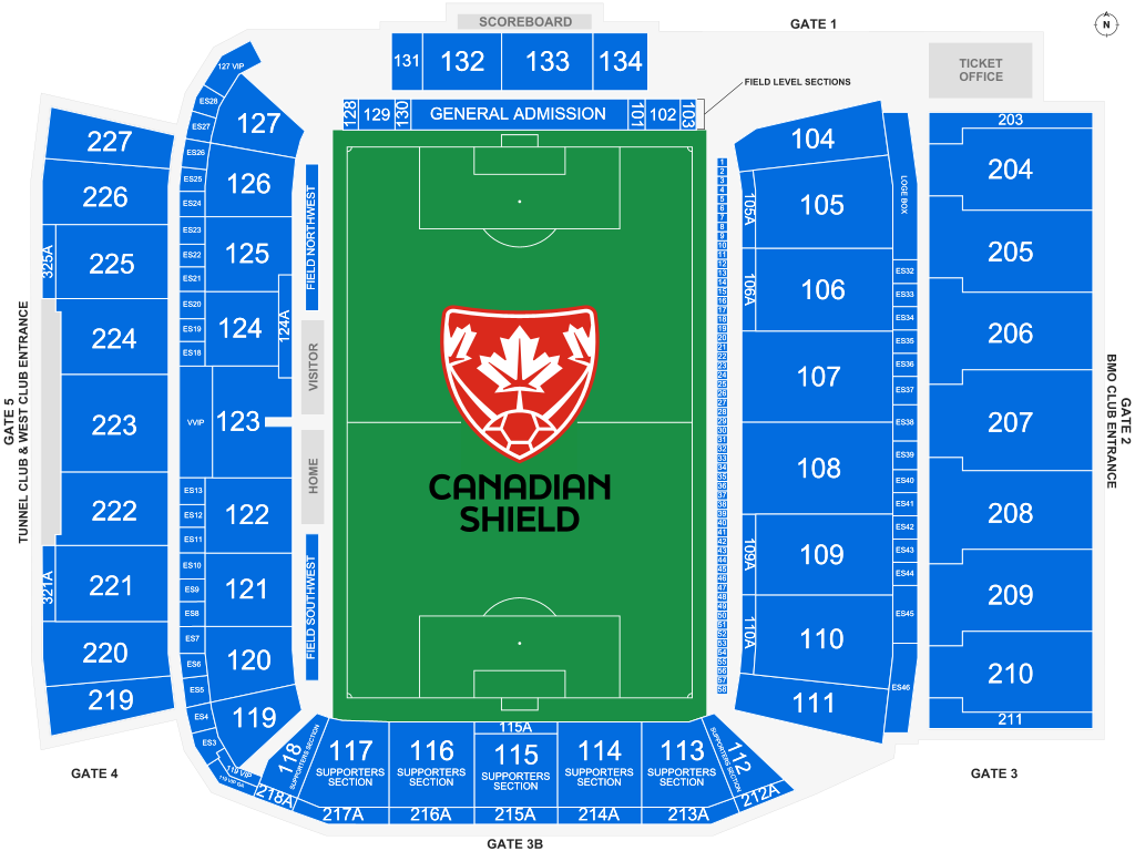 Venue seating chart for Canadian Shield for reference only