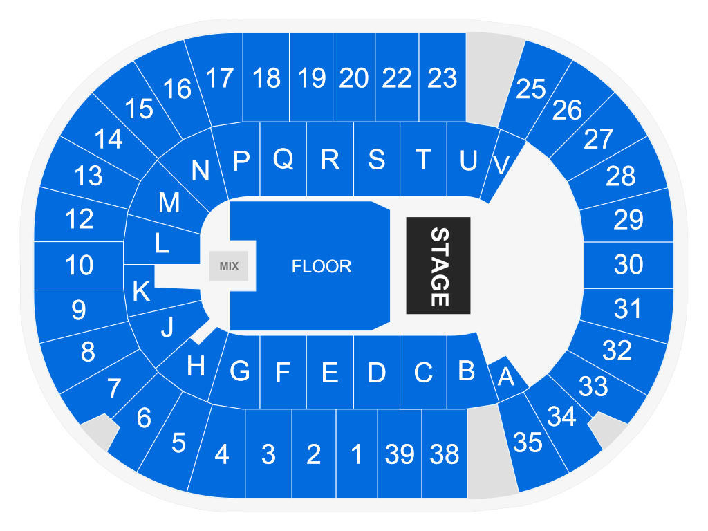 Venue seating chart for ZZ Top for reference only