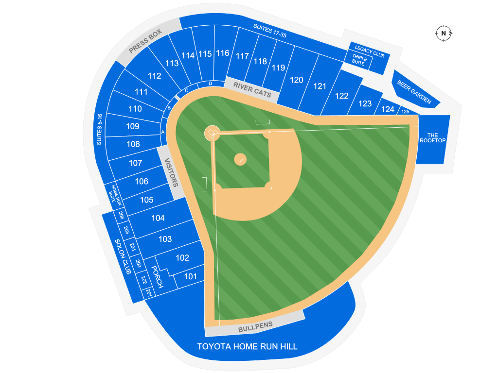 Venue seating chart for Sacramento River Cats for reference only