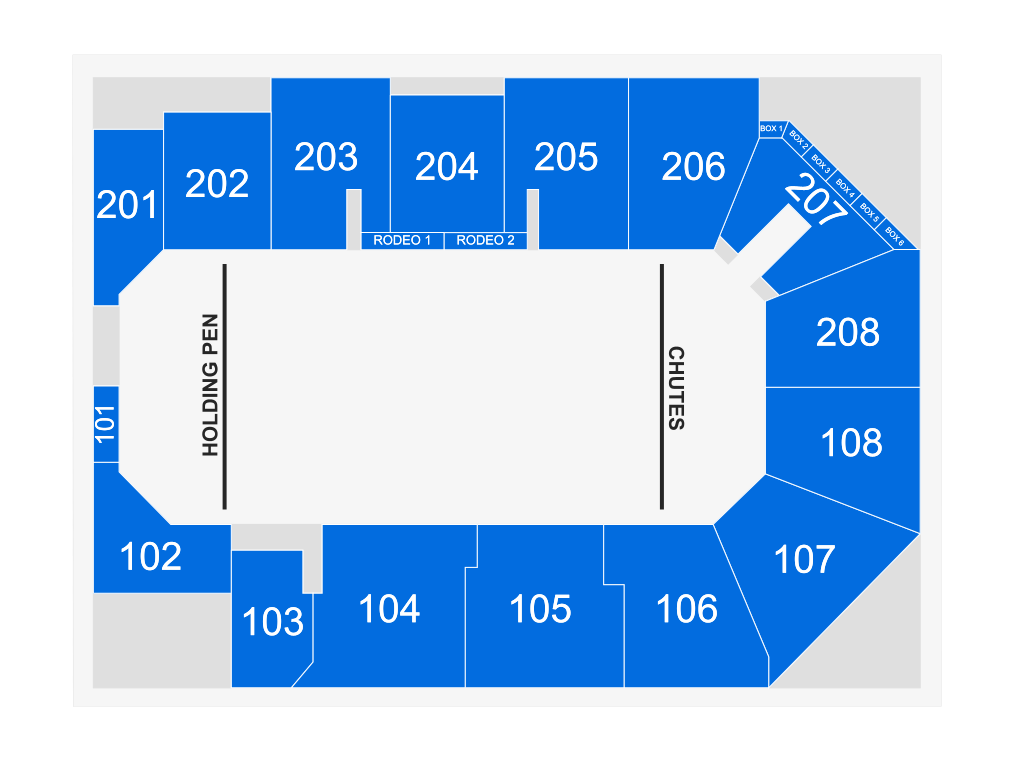 Venue seating chart for Kidz Outdoors 3R Rodeo for reference only